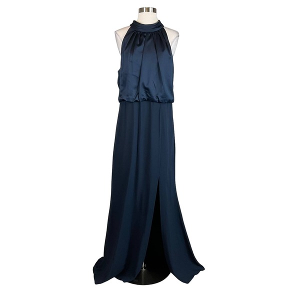 Adrianna Papell Dresses & Skirts - Blue Satin Crepe Sleeveless Formal Dress Adrianna Papell Women's Gown Size 14